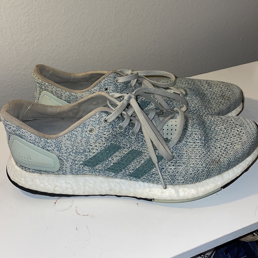 9 womens adidas blue Pureboost dpr blue workout running sneakers
